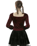 Dark In Love Nightingales Rose Gothic Court Top - Red Velvet