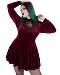 Punk Rave Plus Size Womens Creeping Vines Gothic Evening Dress - Red