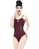 Devil Fashion Gothic Burlesque One-Piece Swimsuit - Red & Black
