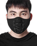 Punk Rave Gothic Face Mask - Black With Corset Lacing