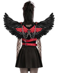 Punk Rave Womens Fallen Angel Gothic Feathered Wings Harness - Black & Red