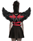 Punk Rave Womens Fallen Angel Gothic Feathered Wings Harness - Black & Red