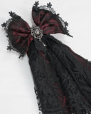Devil Fashion Gothic Lace Bow Cravat - Red & Black