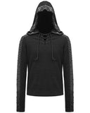 Devil Fashion Mens Dieselpunk Hooded Top Black Gothic Punk Apocalyptic Hoodie