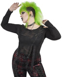 Punk Rave Plus Size Apocalyptic Gothic T Shirt Top Black Shredded Straps Grunge