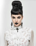 Devil Fashion Chiffon Lace Jabot Cravat - White