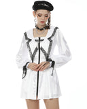 Dark In Love Underworld Butterfly Dress - White Sateen