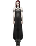 Punk Rave Womens Gothic Cyberpunk Chained Harness Straps & Long Cape Cloak Black