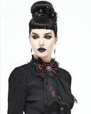 Devil Fashion Gothic Lace Bow Cravat - Red & Black