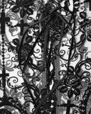 Devil Fashion Womens Sheer Flocked Skull Cameo Leggings