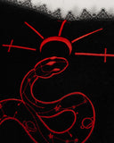 Punk Rave Gothic Home Serpentine Embroidered Filled Cushion - Black & Red