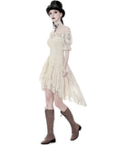 Dark In Love Wildwinde Steampunk Dress - Vintage Off-White/Cream