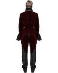 Devil Fashion Athanasius Mens Gothic Tailcoat Jacket - Red & Black Damask