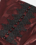 Devil Fashion Long Gothic Ball Gown Prom Wedding Dress Red Tafetta Black Lace