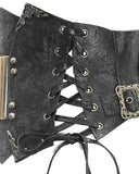 Devil Fashion Philodendron Cincher Corset Belt - Black Faux Leather