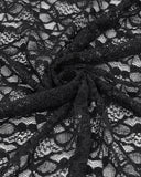 Devil Fashion Callistus Womens Steampunk Off Shoulder Gypsy Top - Black Lace