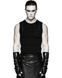 Punk Rave Acropolis Mens Long PU & Mesh Spiked Fingerless Gloves