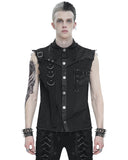 Devil Fashion Mens Apocalyptic Punk Sleeveless Cut-Off Biker Shirt