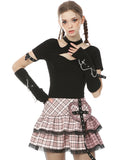 Dark In Love Goth Punk Lolita Black Fleece Cross Chain Armwarmers Sleeves Gloves