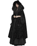 Punk Rave Cassiopeia Womens Gothic Velvet Cloak - Black Damask