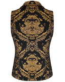 Devil Fashion Cavalier Mens Waistcoat Vest - Black & Gold
