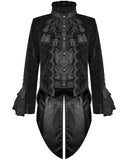 Devil Fashion Athanasius Mens Gothic Tailcoat Jacket - Black Damask