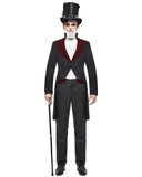 Devil Fashion Arterial Spray Mens Gothic Tailcoat Jacket - Black & Red
