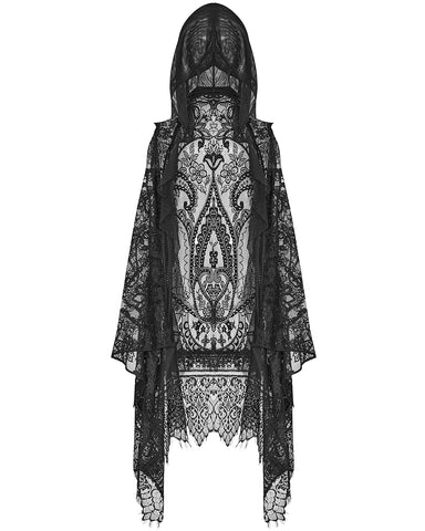 Punk Rave Domitia Womens Gothic Lace Hooded Vest