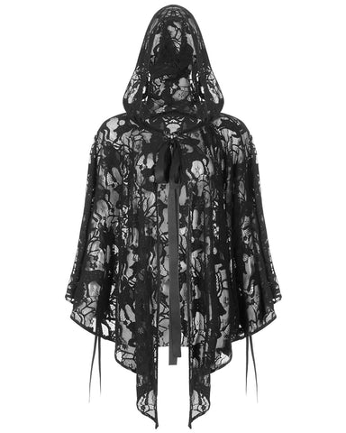 Punk Rave Daily Life Womens Gothic Deer Lace Hooded Cape