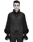 Devil Fashion Vladimyre Gothic Regency Waistcoat Vest - Black & Red