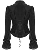 Punk Rave Morgana Womens Gothic Velvet Blouse Top - Black