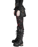Punk Rave Corrosion Womens Shredded Dieselpunk Leggings - Black & Red