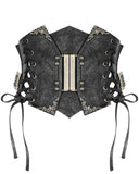 Devil Fashion Philodendron Cincher Corset Belt - Black Faux Leather