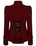Punk Rave Vesperina Womens Gothic Velvet Riding Jacket - Red
