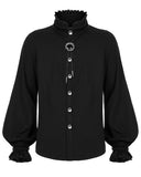 Punk Rave Mens Gothic Steampunk Vampire Dress Shirt Top & Bootlace Tie Black