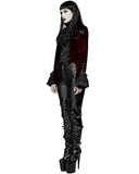 Devil Fashion Athanasius Womens Gothic Tailcoat Jacket - Red & Black Damask