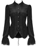 Punk Rave Morgana Womens Gothic Velvet Blouse Top - Black