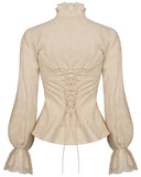 Dark In Love Wildwinde Steampunk Blouse Top - Vintage Off-White