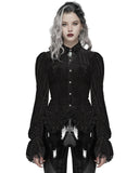 Punk Rave Morgana Womens Gothic Velvet Blouse Top - Black