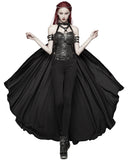 Punk Rave Womens Gothic Cyberpunk Chained Harness Straps & Long Cape Cloak Black