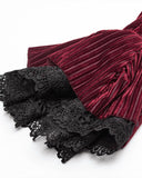 Punk Rave Morgana Womens Gothic Velvet Blouse Top - Red