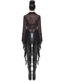 Devil Fashion Womens Gothic Lace Hem Tail Coat Blazer Jacket Red Black Steampunk