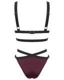 Devil Fashion Two-Piece Gothic Bikini Swimwear Set - Crimson Red & Black