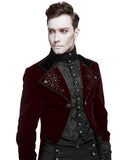 Devil Fashion Tresillian Mens Gothic Tailcoat - Red & Black