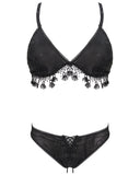 Devil Fashion Two-Piece Tasselled Gothic Bikini Swimwear Set