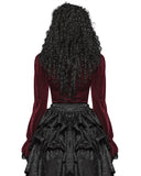 Punk Rave Morgana Womens Gothic Velvet Blouse Top - Red