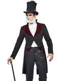 Devil Fashion Arterial Spray Mens Gothic Tailcoat Jacket - Black & Red
