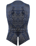 Punk Rave Alcazar Mens Waistcoat Vest - Blue Damask