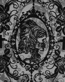 Devil Fashion Womens Sheer Flocked Skull Cameo Leggings