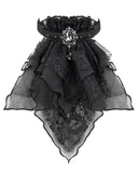 Devil Fashion Chiffon Lace Jabot Cravat - Black